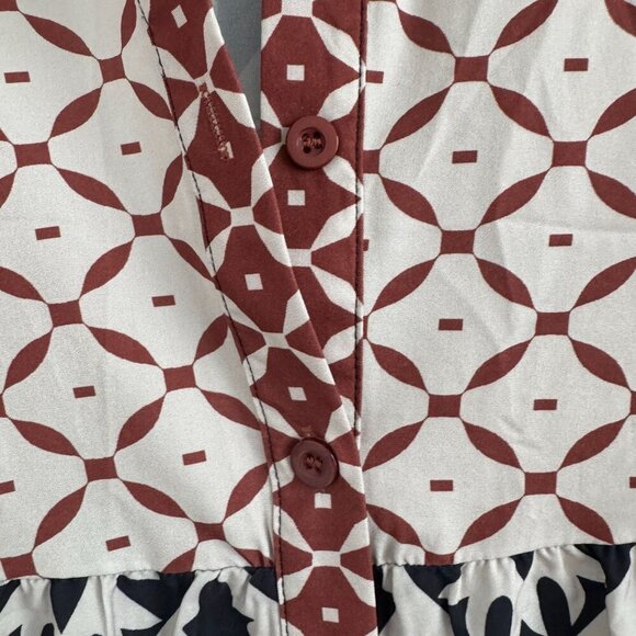 Shein Women Bohemian Short Sleeve Black & Beige Printed Maxi Dress Size L - Picture 8 of 9